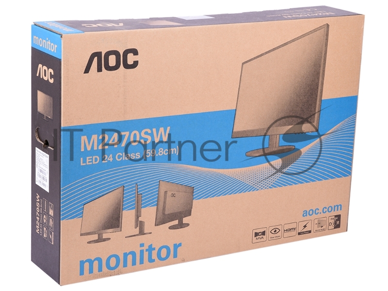 Монитор AOC 23.6 M2470SWH черный MVA LED 5ms 16:9 HDMI M/M 1000:1 250cd 1920x1080 D-Sub FHD 3.5кг