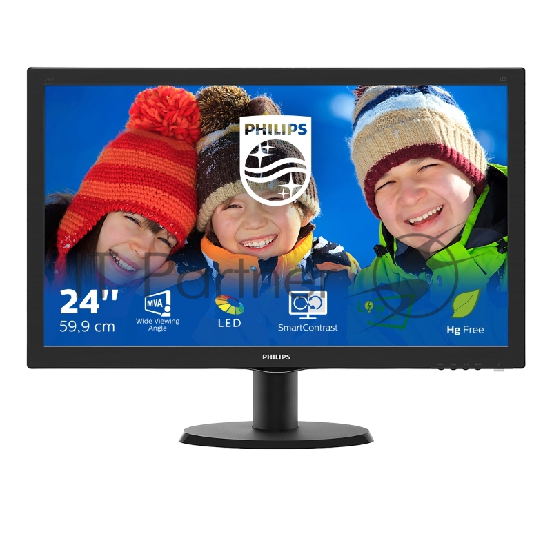 Монитор 23.6 Philips 243V5QSBA (00/01) черный VA LED 16:9 DVI матовая 250cd 178гр/178гр 1920x1080 D-Sub FHD 3.66кг