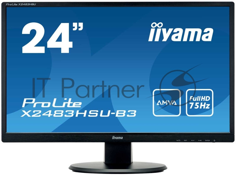 Монитор Iiyama 24 ProLite X2483HSU-B3 черный AMVA LED 4ms 16:9 HDMI M/M матовая 250cd 178гр/178гр 1920x1080 D-Sub DisplayPort FHD USB 3.9кг