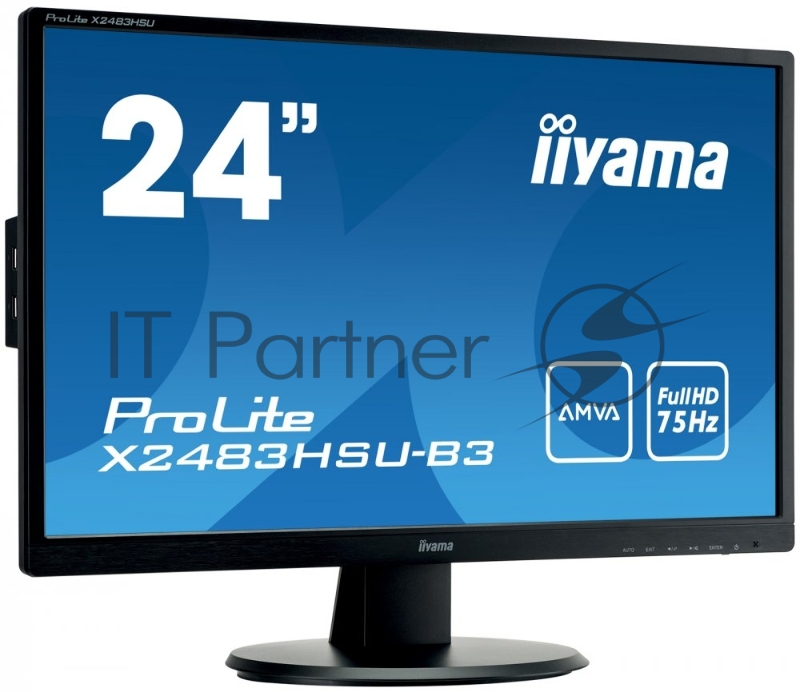 Монитор Iiyama 24 ProLite X2483HSU-B3 черный AMVA LED 4ms 16:9 HDMI M/M матовая 250cd 178гр/178гр 1920x1080 D-Sub DisplayPort FHD USB 3.9кг