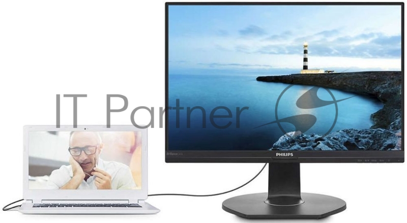 Монитор23.8 PHILIPS 241B7QUPBEB/00 Black с поворотом экрана (IPS, LED, 1920x1080, 5 ms, 178°/178°, 250 cd/m, 20M:1, +HDMI, +DisplayPort, +USB-C, +RJ45, +MM)