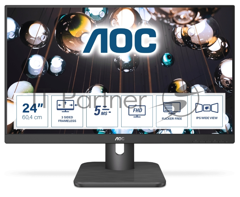 Монитор 23.8 AOC 24E1Q Black (IPS, LED, 1920x1080, 5 ms, 178°/178°, 250 cd/m, 20M:1, +HDMI 1.4, +DisplayPort 1.2, +MM)