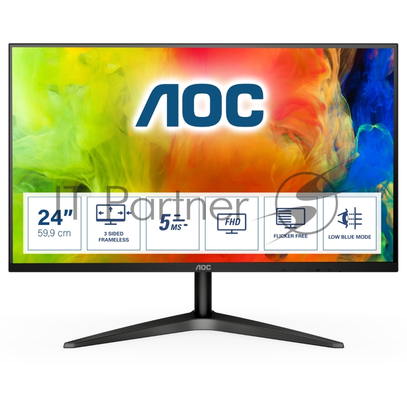 Монитор 23.6 AOC 24B1H Black (MVA, LED, 1920x1080, 8 ms, 178°/178°, 250 cd/m, 50M:1, +HDMI)