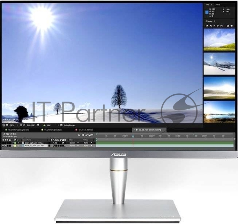 Монитор ASUS 24 PA24AC IPS LED, 1920x1200, 5ms, 400cd/m2, 178°/178°, 100Mln:1, 2*HDMI, DP, USB-Hub, колонки, HDR400, 60Hz, Tilt, Swivel, Pivot, HAS, VESA, Gray, 90LM04B0-B01370