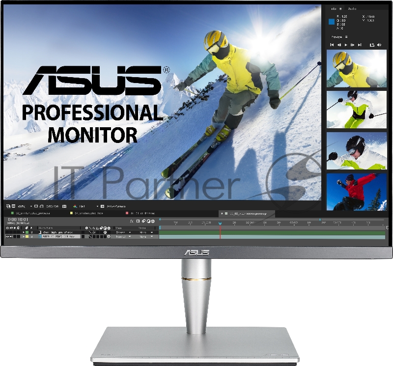 Монитор ASUS 24 PA24AC IPS LED, 1920x1200, 5ms, 400cd/m2, 178°/178°, 100Mln:1, 2*HDMI, DP, USB-Hub, колонки, HDR400, 60Hz, Tilt, Swivel, Pivot, HAS, VESA, Gray, 90LM04B0-B01370