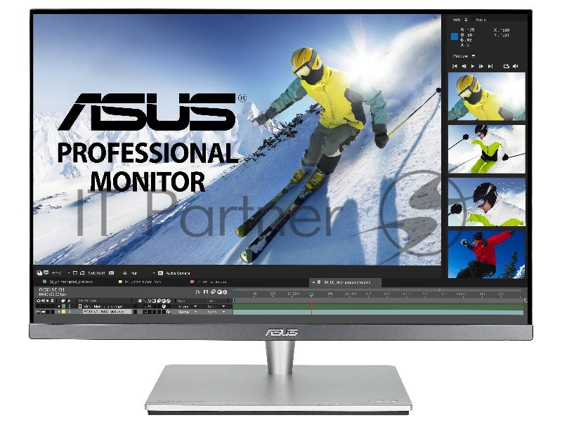 Монитор ASUS 24 PA24AC IPS LED, 1920x1200, 5ms, 400cd/m2, 178°/178°, 100Mln:1, 2*HDMI, DP, USB-Hub, колонки, HDR400, 60Hz, Tilt, Swivel, Pivot, HAS, VESA, Gray, 90LM04B0-B01370