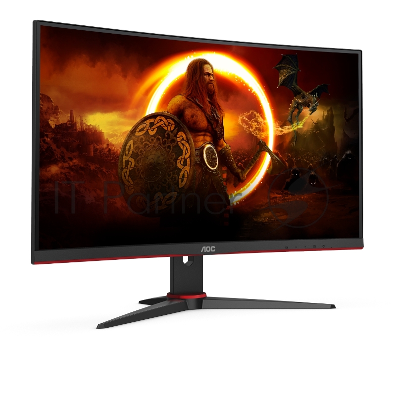 Монитор 23,6 AOC C24G2AE 1500R Curved 1920x1080 165Гц VA WLED 16:9 1ms VGA 2*HDMI DP 3000:1 80M:1 178/178 250cd Speakers HAS Sviwel Tilt Black/Red