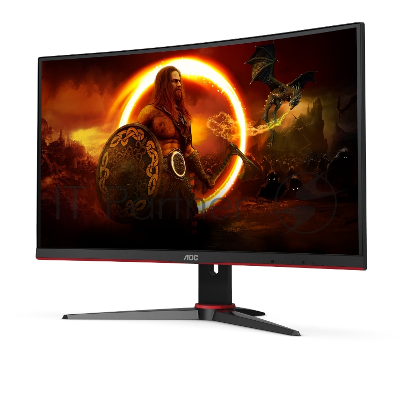 Монитор 23,6 AOC C24G2AE 1500R Curved 1920x1080 165Гц VA WLED 16:9 1ms VGA 2*HDMI DP 3000:1 80M:1 178/178 250cd Speakers HAS Sviwel Tilt Black/Red