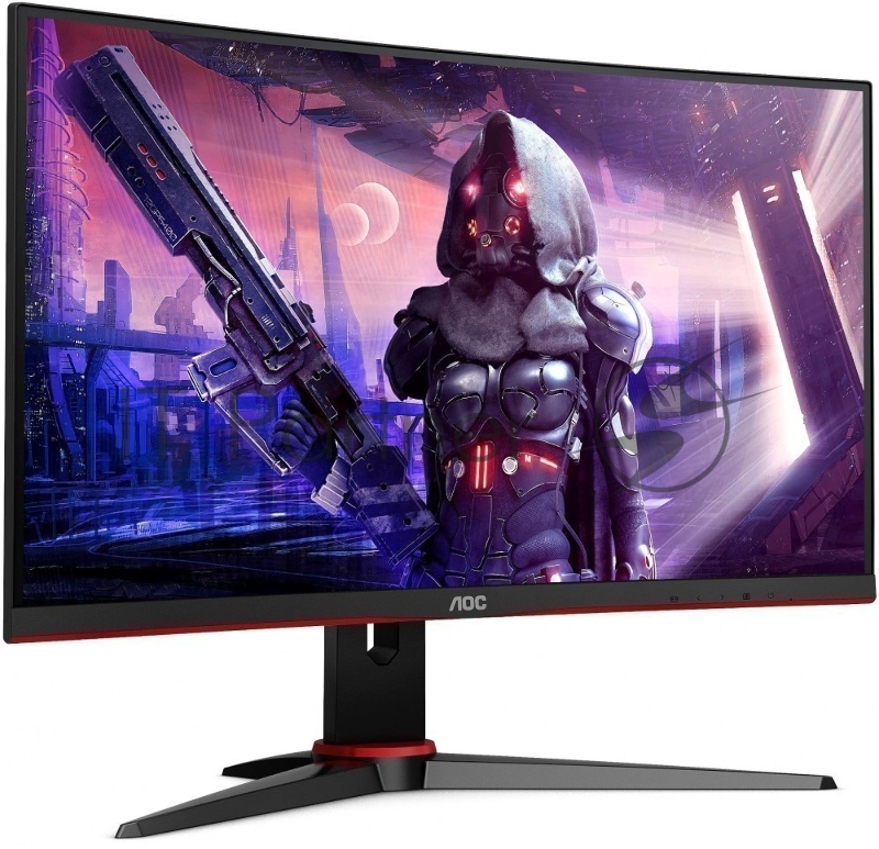 Монитор 23,6 AOC C24G2AE 1500R Curved 1920x1080 165Гц VA WLED 16:9 1ms VGA 2*HDMI DP 3000:1 80M:1 178/178 250cd Speakers HAS Sviwel Tilt Black/Red