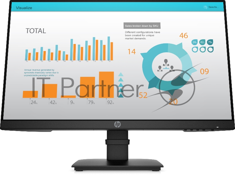 Монитор HP P24 G4 23,8 Monitor 1920x1080 FHD, IPS, 16:9, 250 cd/m2, 1000:1, 5ms, 178°/178°, DP, HDMI, VGA, Low Blue Light, Plug-and-Play, Black (5QG35AA)