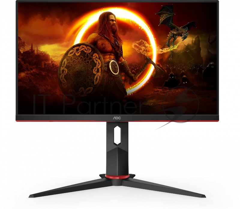 МОНИТОР 23.8 AOC 24G2SU Black-Red с поворотом экрана (VA, 1920x1080, 165Hz, 1 ms, 178°/178°, 350 cd/m, 3000:1, +2xHDMI