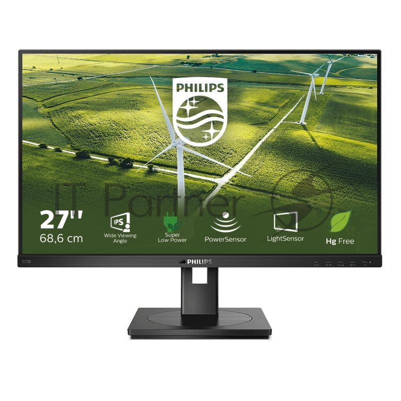 МОНИТОР 27 PHILIPS 272B1G/00 Black с поворотом экрана (A++, IPS, 1920x1080, 75Hz, 4 ms, 178°/178°, 250 cd/m, 50M:1, +DV