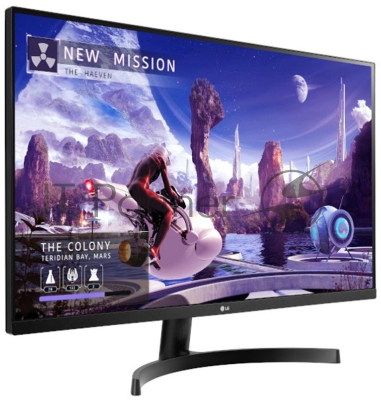 МОНИТОР 31.5 LG 32QN600-B Black (IPS, LED, Wide, 2560x1440, 75Hz, 5ms, 178°/178°, 350 cd/m, 1000:1, +DP, +2хHDMI, +USB,