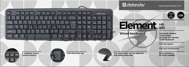 Клавиатура DEFENDER Element HB-520 USB B Черный 45522