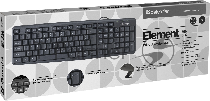 Клавиатура DEFENDER Element HB-520 USB B Черный 45522