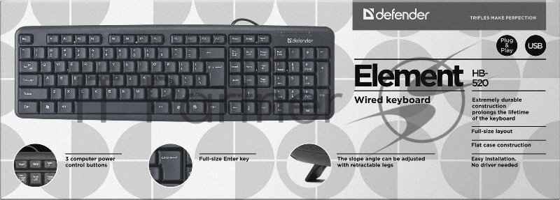 Клавиатура DEFENDER Element HB-520 USB B Черный 45522