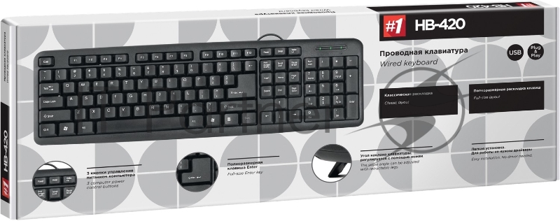 Клавиатура USB #1 HB-420 RU BLACK 45420 DEFENDER