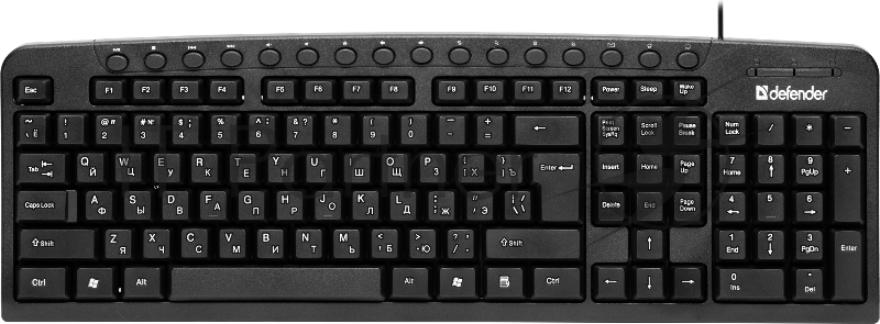 Клавиатура проводная Defender Focus HB-470 RU USB (Черный) 123клавиши (45470)