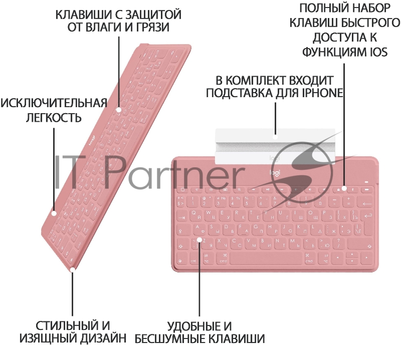 Клавиатура Logitech Keyboard Keys-To-Go BLUSH PINK