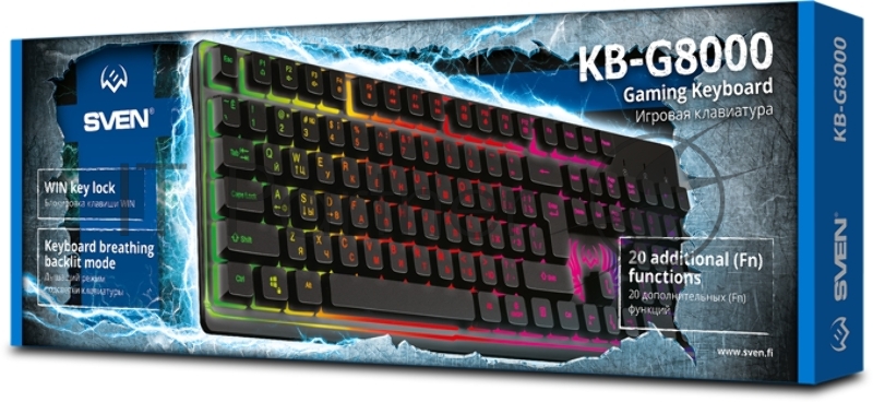 Игровая клавиатура SVEN KB-G8000 (105кл., 20 Fn функций, подсветка)