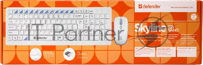 Клавиатура + мышь Defender Skyline 895 Nano W(Белый) Кл:104, 1000/1500/2000dpi