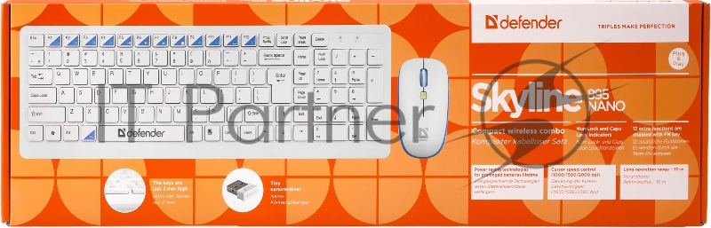 Клавиатура + мышь Defender Skyline 895 Nano W(Белый) Кл:104, 1000/1500/2000dpi
