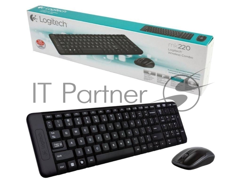 Клавиатура + мышь Logitech MK220 клав:черный мышь:черный USB беспроводная