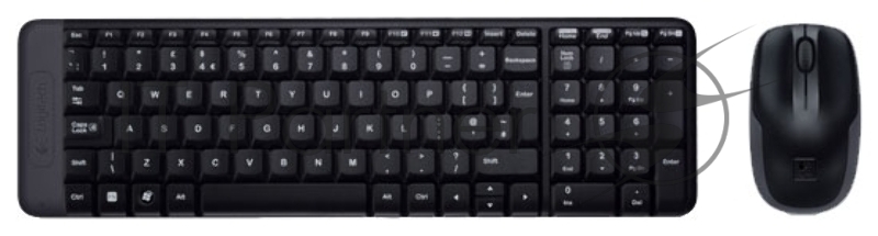 Клавиатура + мышь Logitech MK220 клав:черный мышь:черный USB беспроводная