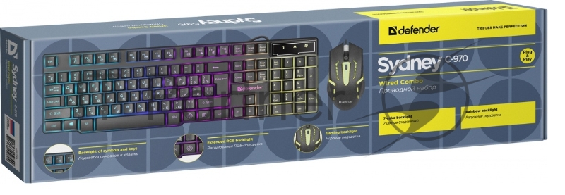 Клавиатура + Мышь Sydney C-970 RU, USB, черный DEFENDER