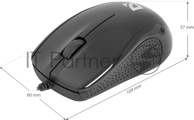 Мышь DEFENDER Optimum MB-160 черный, 3 кнопки, 1000 dpi, каб - 1,1м