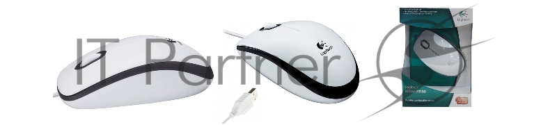 Мышь Logitech M100 - WHITE - USB - EMEA - ARCA CLAMSHELL