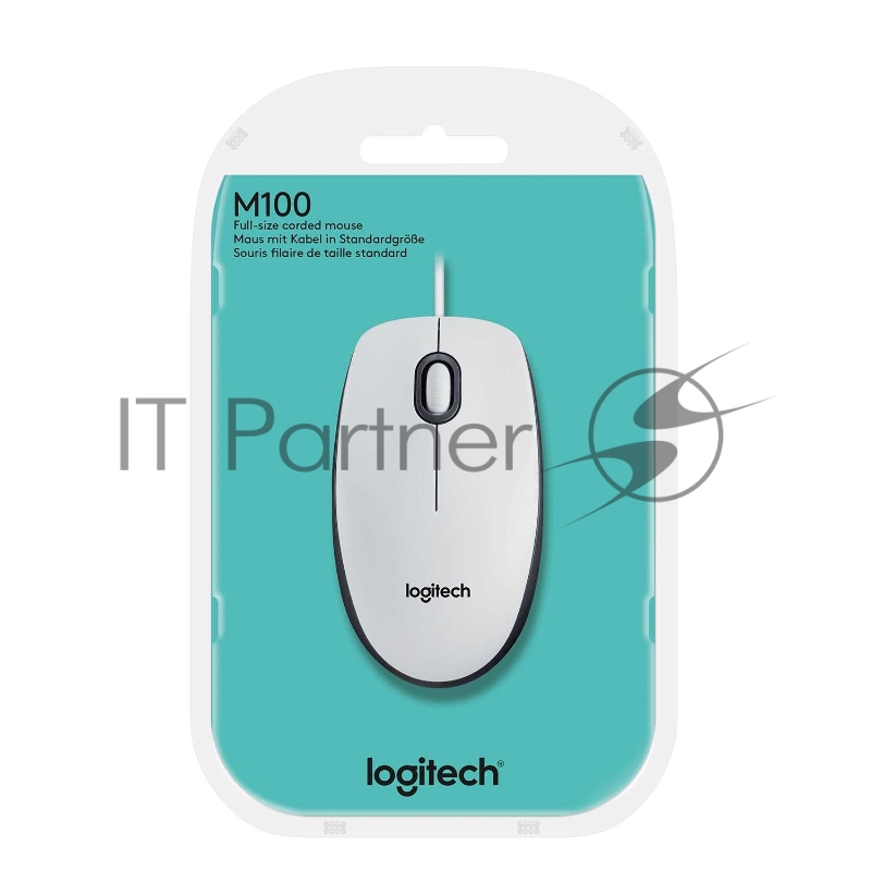 Мышь Logitech M100 - WHITE - USB - EMEA - ARCA CLAMSHELL