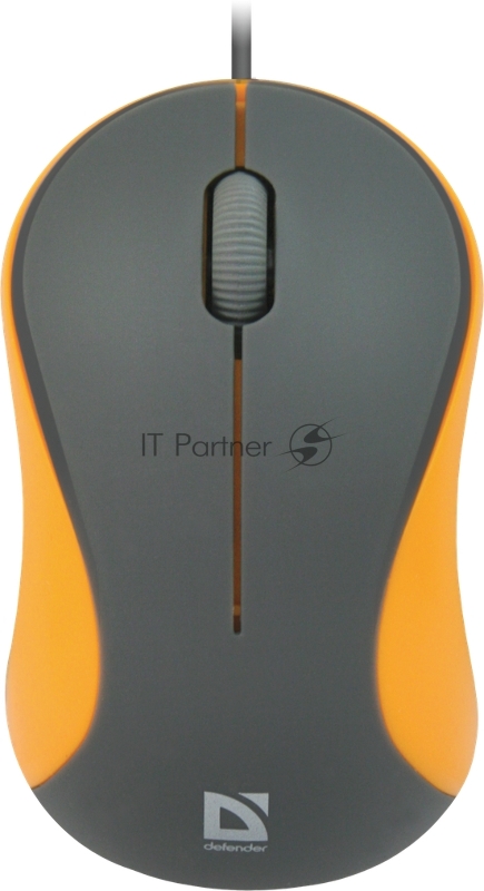 Мышь проводнаяDEFENDER Проводная оптическая мышь Accura MS-970 серый+оранжевый,3кнопки,1000