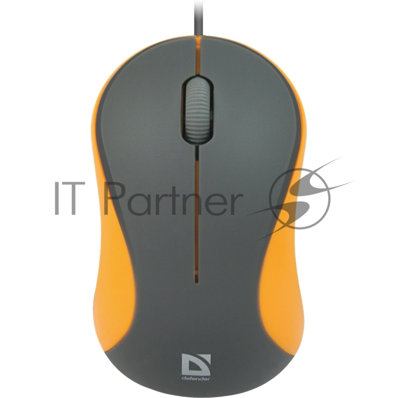 Мышь проводнаяDEFENDER Проводная оптическая мышь Accura MS-970 серый+оранжевый,3кнопки,1000