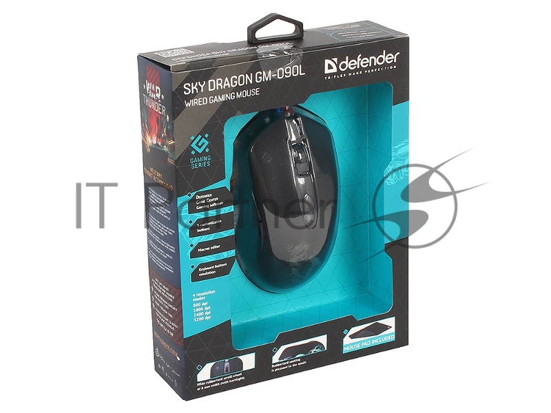 Мышь проводная DEFENDER USB OPTICAL SKY DRAGON GM-090L 52090