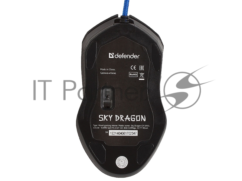 Мышь проводная DEFENDER USB OPTICAL SKY DRAGON GM-090L 52090