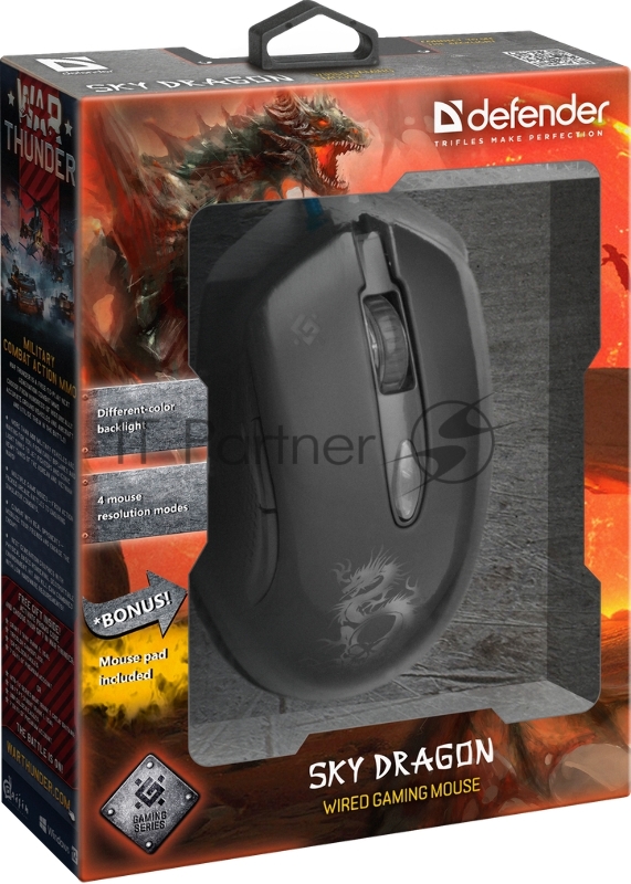 Мышь проводная DEFENDER USB OPTICAL SKY DRAGON GM-090L 52090
