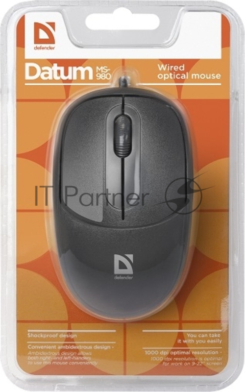 Мышь Defender Проводная оптическая мышь Datum MS-980 черный,3 кнопки,1000dpi Defender Проводная оптическая мышь Datum MS-980 черный,3 кнопки,1000dpi