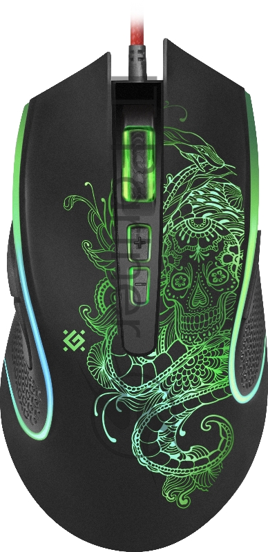 Мышь проводная чёрная Defender Venom (8 кнопок, 3200 dpi, RGB подсветка, USB, коврик, GM-640L)