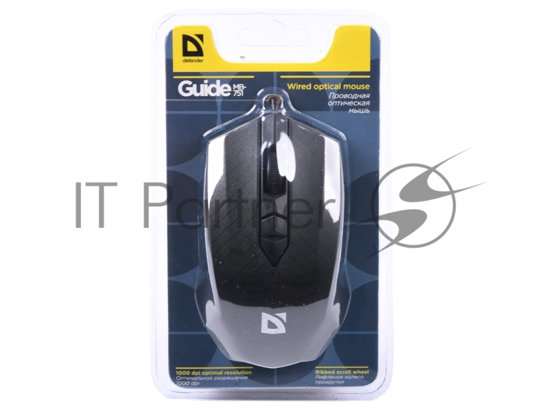 Мышь проводная USB OPTICAL MB-751 BLACK 52751 DEFENDER