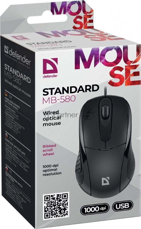 Мышка USB OPTICAL MB-580 BLACK 52580 DEFENDER