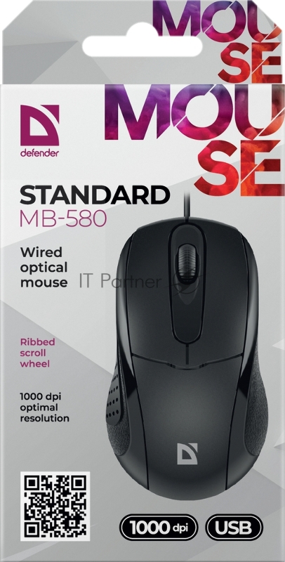Мышка USB OPTICAL MB-580 BLACK 52580 DEFENDER