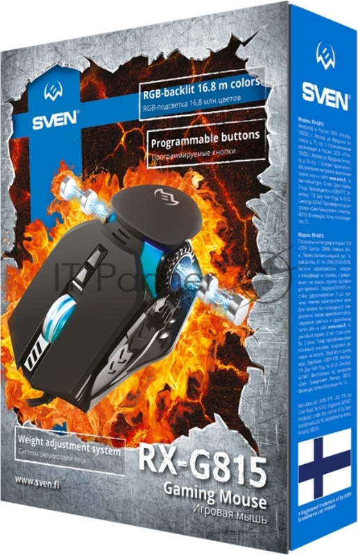 Игровая мышь SVEN RX-G815 (6+1кл. 500-8000 DPI. ПО. SoftTouch. RGB-подсветка. игров. упак) Игровая мышь SVEN RX-G815 (6+1кл. 500-8000 DPI. ПО. SoftTouch. RGB-подсветка. игров. упак)