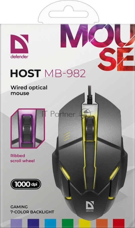 Мышка USB OPTICAL DEFENDER HOST MB-982 BLACK 52982