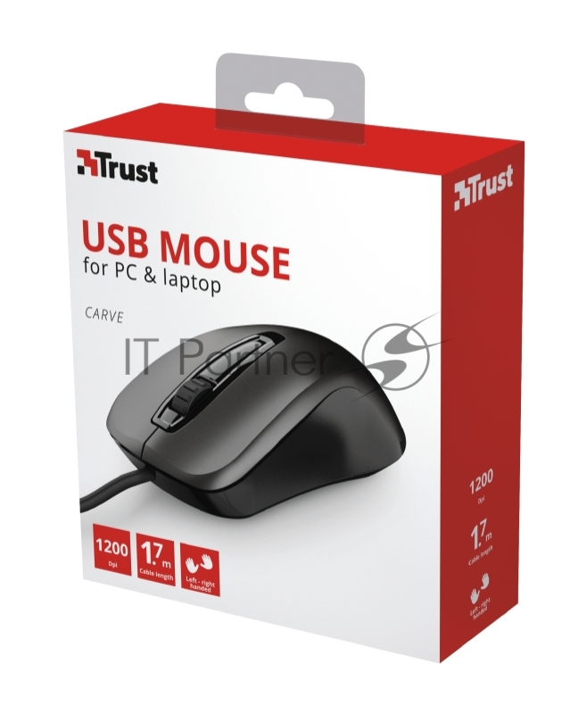 Проводная мышь Trust CARVE WIRED MOUSE
