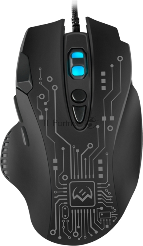 Игровая мышь SVEN RX-G715 (7+1кл., бесш. кл., 1200-3200 DPI, SoftTouch, подсветка, игров. упак)