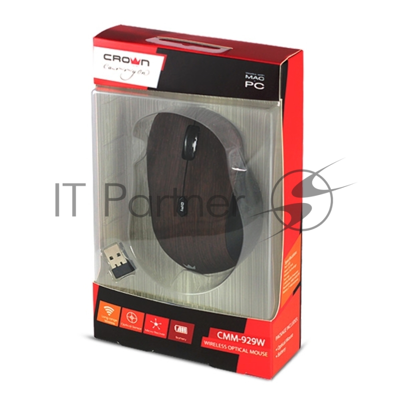 Мышь CROWN CMM-929W, black CM000001192 {беспроводная, оптическая,1000dpi, USB, 4 кн-ки}