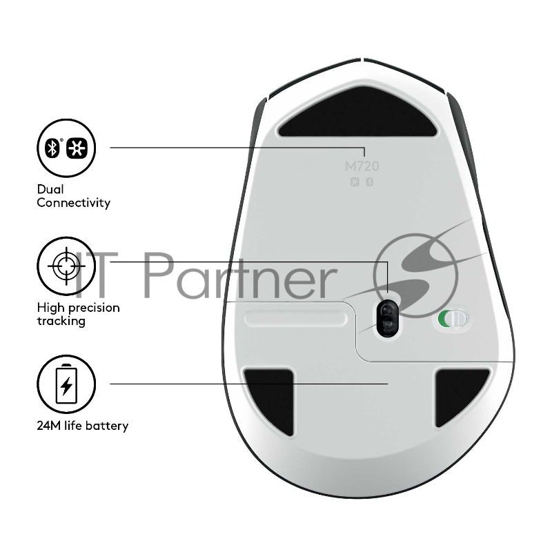 Мышь 910-004791 Logitech M720 Triathlon Mouse - 2.4GHZ/BT - EMEA