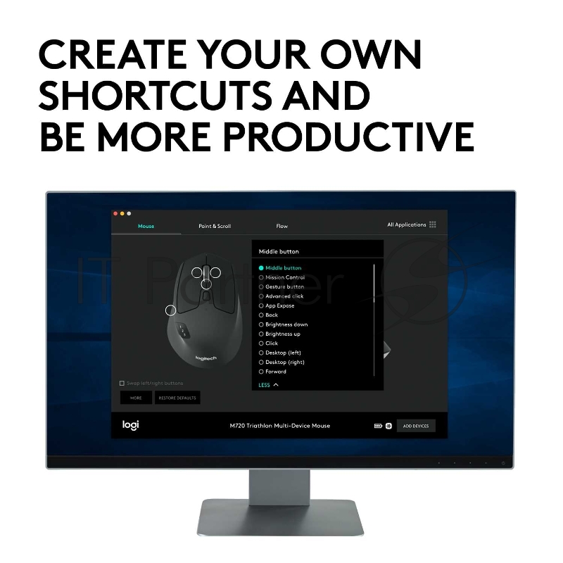 Мышь 910-004791 Logitech M720 Triathlon Mouse - 2.4GHZ/BT - EMEA