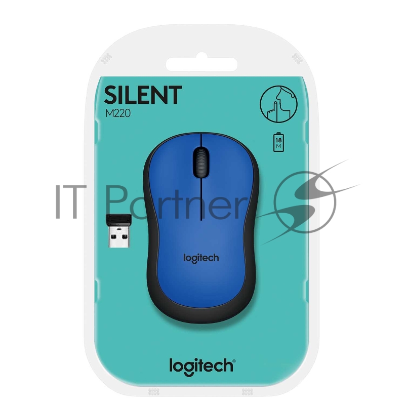 Мышь Logitech M220 Silent синий оптическая (1000dpi) беспроводная USB (2but)